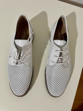 Ateliers Women’s Perforated Lace-Up Flats in White